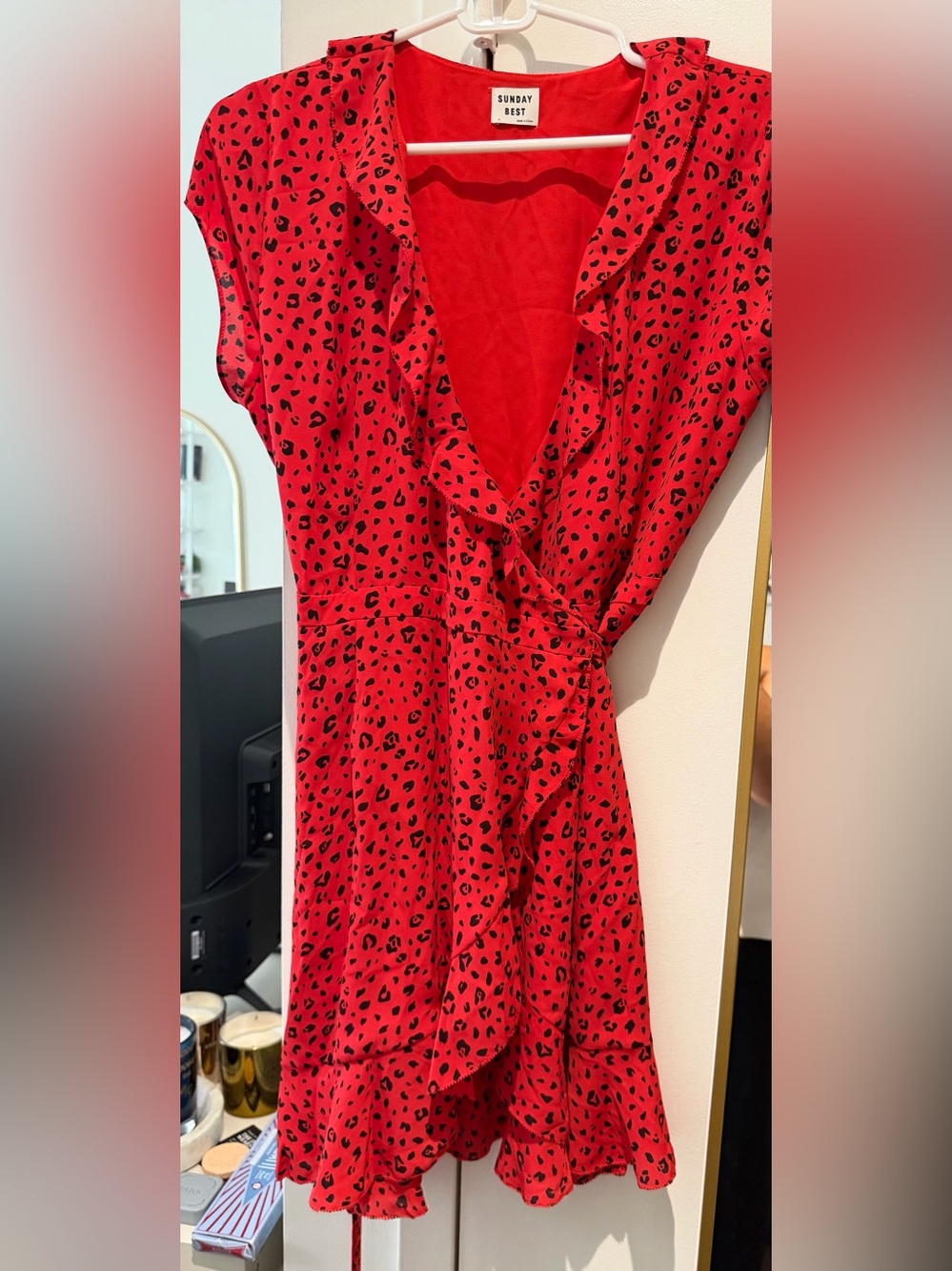 Sunday Best Red Leopard-Print Wrap Dress